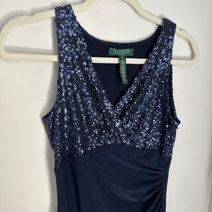 Navy Ralph Lauren Sequined Dress - Sleeveless Party Work Dress